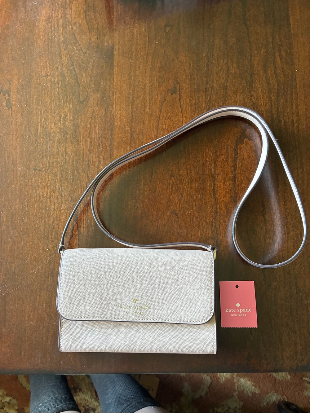 kate spade Brynn Cream Crossbody Wallet Bag, detachable strap, warm beige